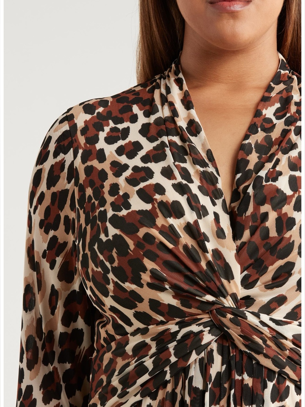 Anne Klein Leopard-Print Twist-Front Maxi Dress - Brown/Tan NWT 14W - Picture 6 of 9